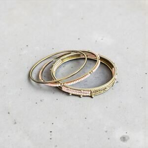 Stackable Bracelets Set of 3 Pink And Gold